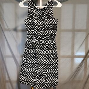 Speed Control Black and White Sheath Dress Halter Neckline